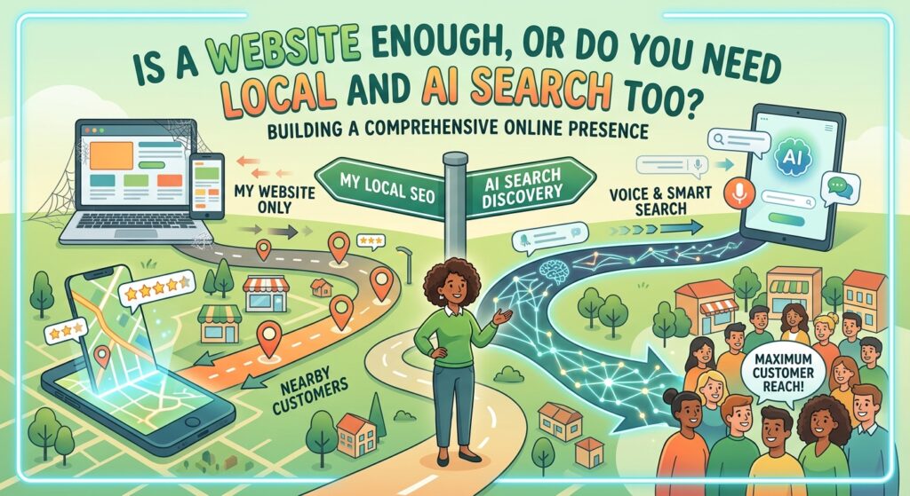 Is a Website Enough, or Do You Need Local and AI Search Too for Web Design Services for Small Business?